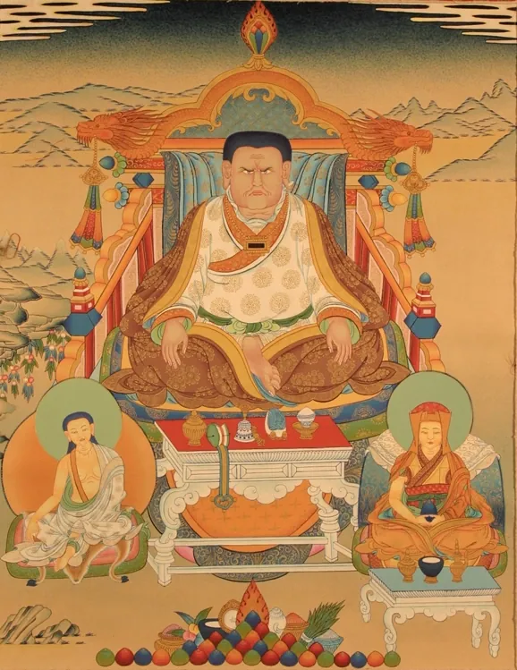 Imagen de Marpa, Milarepa y Gampopa